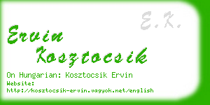 ervin kosztocsik business card